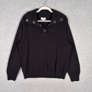 90s Studio Works Snap Collar Pullover Sweater‎ 1X Cotton Minimal Quiet Luxury